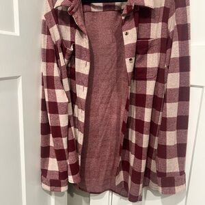 Natural Reflections Bass Pro Shop store brand Burgundy and Cream Plaid Shirtless